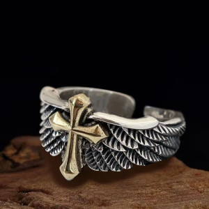 Vue générale Bague Rock "Ange Gardien"