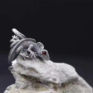 Magnifique Bague Lézard de Sang - en Argent Sterling 925