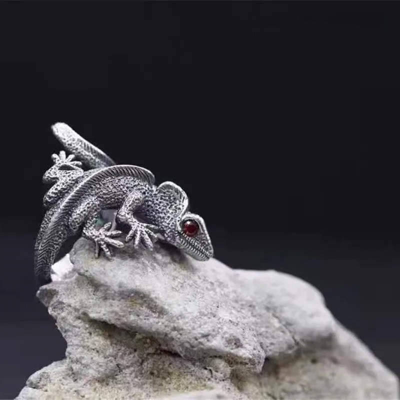 Magnifique Bague Lézard de Sang - en Argent Sterling 925