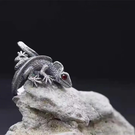 Magnifique Bague Lézard de Sang - en Argent Sterling 925