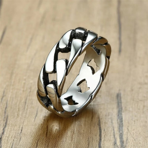 Bague Rock Chaîne Sombre "Lien Éternel" Couleur Argent