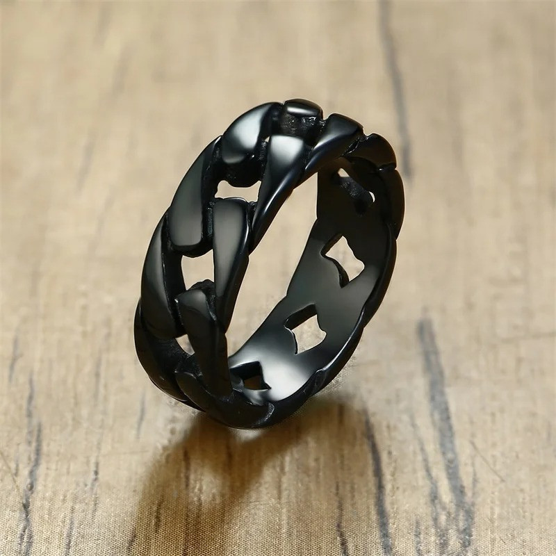 Bague Rock Chaîne Sombre "Lien Éternel" Couleur Noir