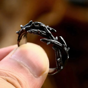 Vue générale  Bague Rock - Ronce Noire "Couronne d'Épines"