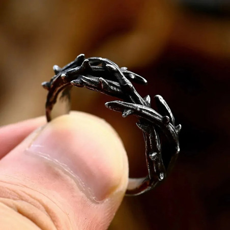 Vue générale  Bague Rock - Ronce Noire "Couronne d'Épines"