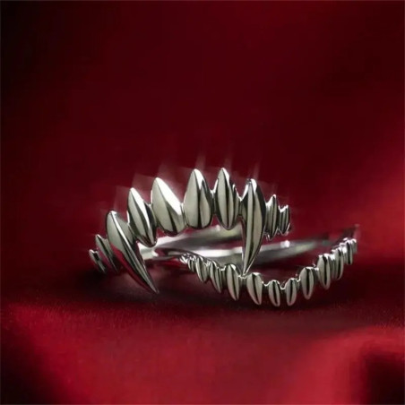 Avant  Bague Crocs d’Argent "Morsure Nocturne"