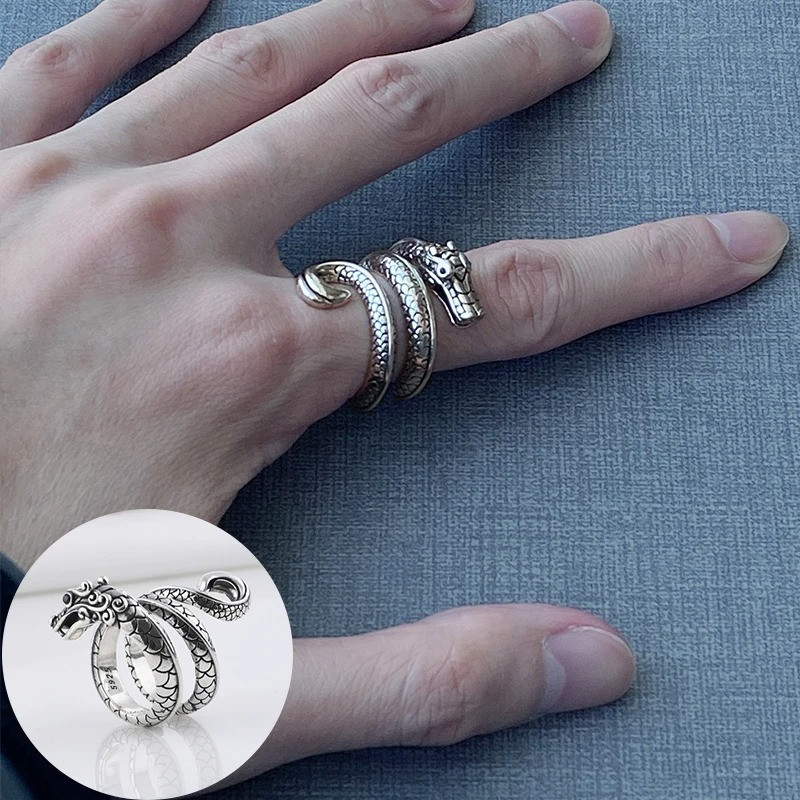 Bague Dragon Nordique "Spirale d’Acier"