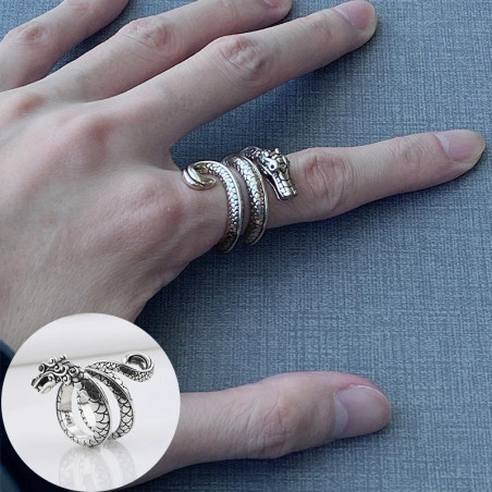 Bague Dragon Nordique "Spirale d’Acier"