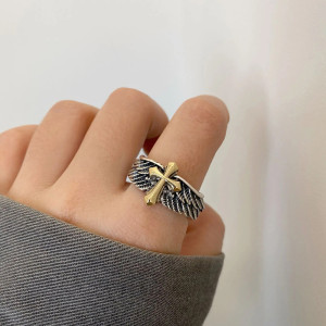 Bague Rock Croix Dorée "Ange Déchu"
