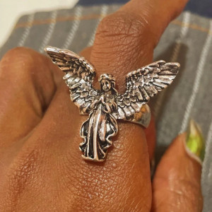 Avant Bague Punk Rock "Ange de l’Ombre"