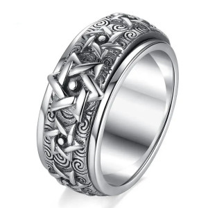 Détailsl de la Bague Punk Rock Étoile Occulte