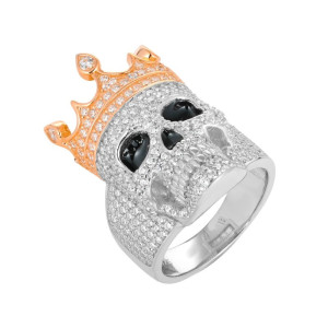Vue générale Bague Tête de Mort - Crâne Impérial "Trône Éternel" Couleur argent
