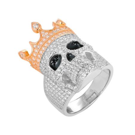 Vue générale Bague Tête de Mort - Crâne Impérial "Trône Éternel" Couleur argent