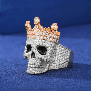 Bague Tête de Mort - Crâne Impérial "Trône Éternel" Couleur Argent
