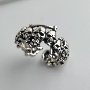 Vue générale Bague Tête de Mort Légion Macabre - en Argent  Sterling 925