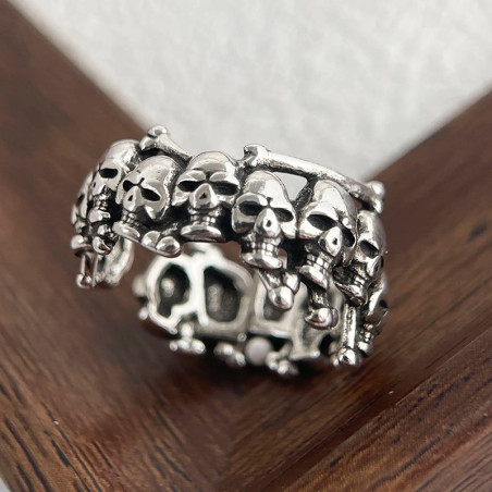 Vue Arrière Bague Tête de Mort Légion Macabre - en Argent  Sterling 925