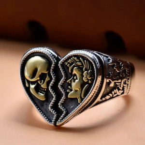 Bague Tête de Mort "Amour Éternel"  - en Argent  Sterling 925