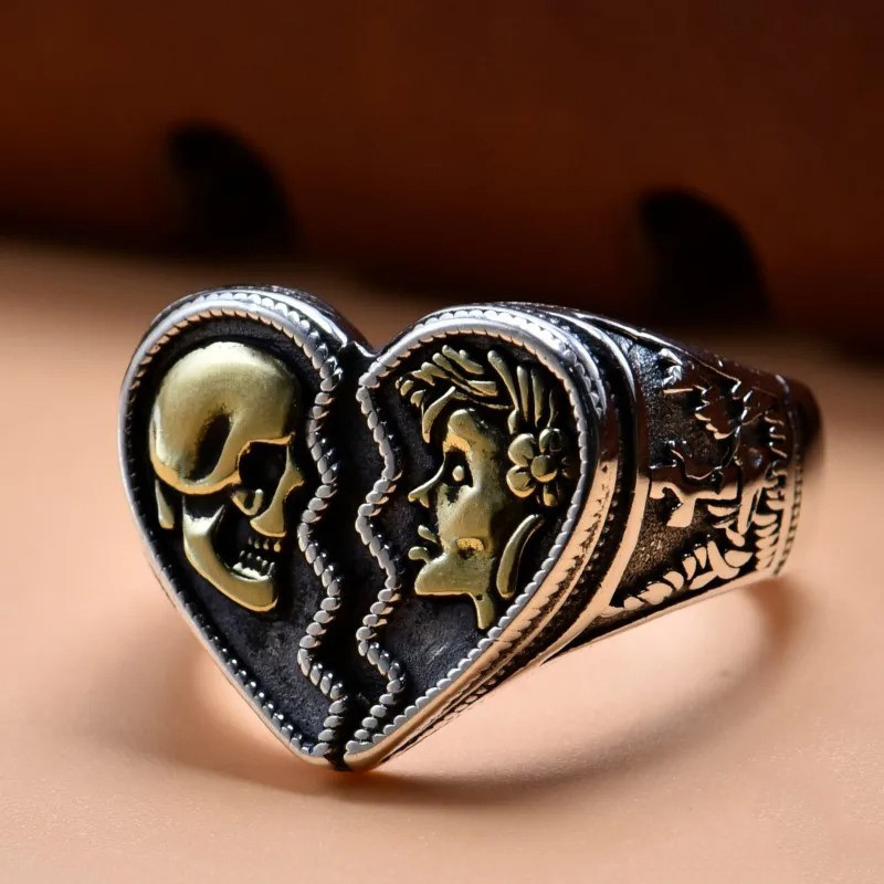 Bague Tête de Mort "Amour Éternel"  - en Argent  Sterling 925