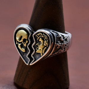 Vue détaillée Bague Tête de Mort "Amour Éternel"  - en Argent  Sterling 925