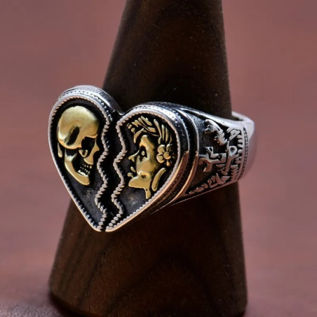 Vue détaillée Bague Tête de Mort "Amour Éternel"  - en Argent  Sterling 925