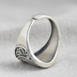 Vue Arrière Bague Tête de Mort "Dollar Maudit" - en Argent  Sterling 925