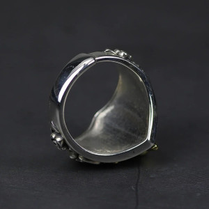 Vue Arrière Bague Tête de Mort "Étoile Enchaînée" - en Argent  Sterling 925
