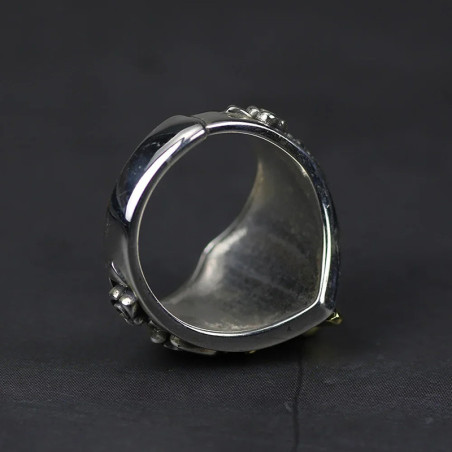 Vue Arrière Bague Tête de Mort "Étoile Enchaînée" - en Argent  Sterling 925