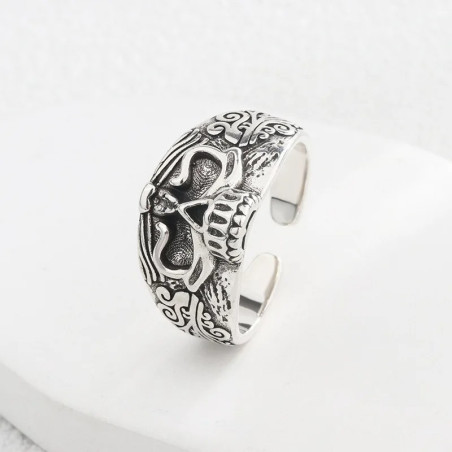 Vue détaillée Bague Tête de Mort "Regard Sombre" - en Argent  Sterling 925