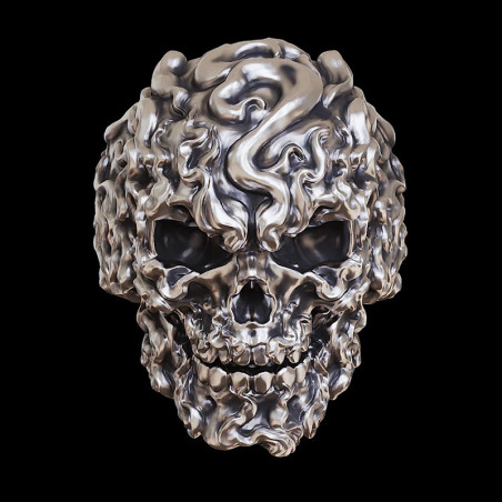 Bague Tête de Mort "Crâne en Fusion" - en Argent  Sterling 925