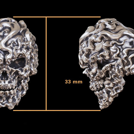 Dimensions Bague Tête de Mort "Crâne en Fusion" - en Argent  Sterling 925