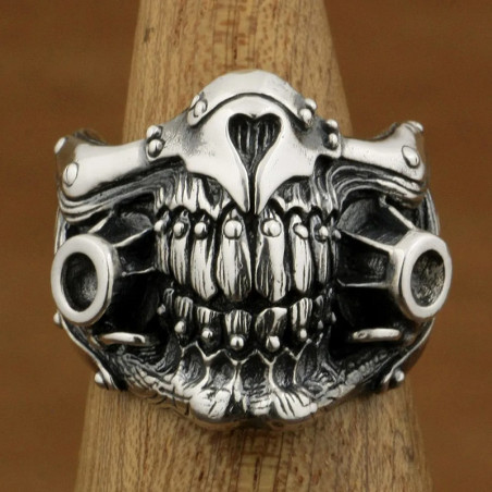 Bague Tête de Mort "Masque du Wasteland" - en Argent  Sterling 925