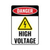 Autocollant PVC - Danger de MORT avec symbole haute tension -  8 cm x 11.5 cm