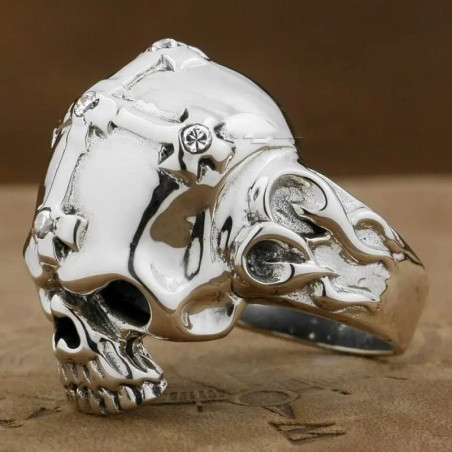 Vue Arrière Bague Tête de Mort "Crâne des Croisades"