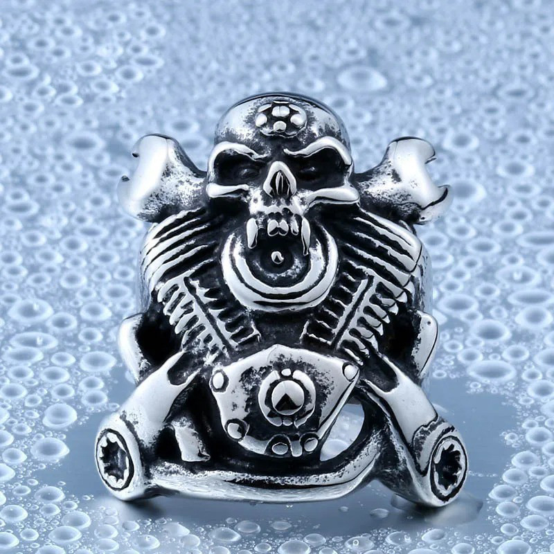 Bague Tête de Mort "Moteur Infernal"