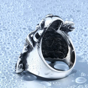 Vue arrière Bague Tête de Mort "Moteur Infernal"