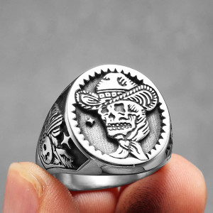 Bague Tête de Mort "Cowboy Far West Macabre"