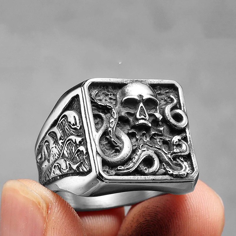 Bague Tête de Mort Kraken "Sirène des Abysses"