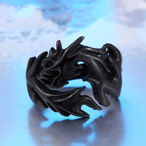 Bague Dragon "Flamme Impériale" Couleur Noir