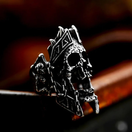 Bague Tête de Mort "Roi Déchu du Nord"