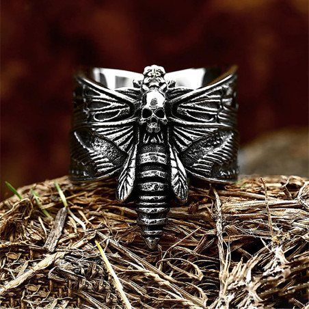 Bague Tête de Mort "Papillon de l’Ombre"