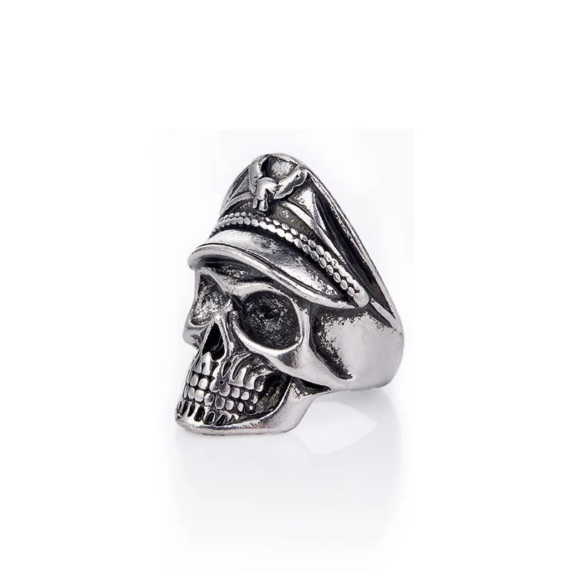 Bague Tête de Mort 'Commandant de l’Ombre' Couleur Argent