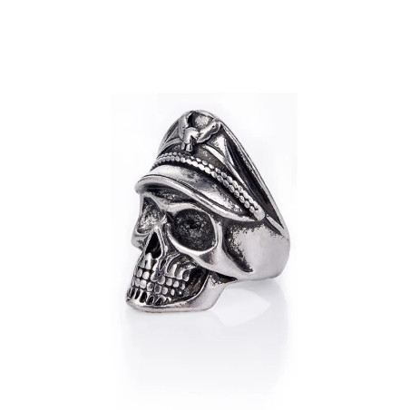 Bague Tête de Mort 'Commandant de l’Ombre' Couleur Argent