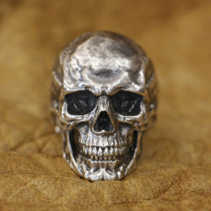 Bague Tête de Mort "Crâne Brutaliste" - en Argent  Stetrling 925 !