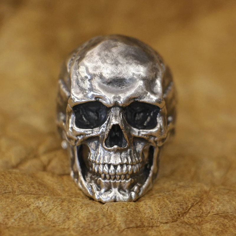 Bague Tête de Mort "Crâne Brutaliste" - en Argent  Stetrling 925 !