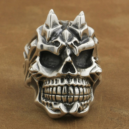 Bague Tête de Mort "Crâne Obsidien" - en Argent  Stetrling 925 !