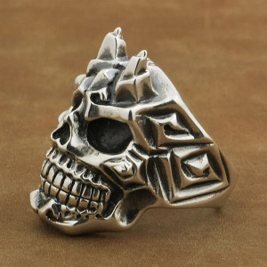 Bague Tête de Mort "Crâne Obsidien" - en Argent  Stetrling 925 !