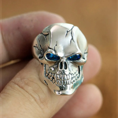 Bague Tête de Mort "Crâne Fracturé" en Argent  Stetrling 925 Modele 1