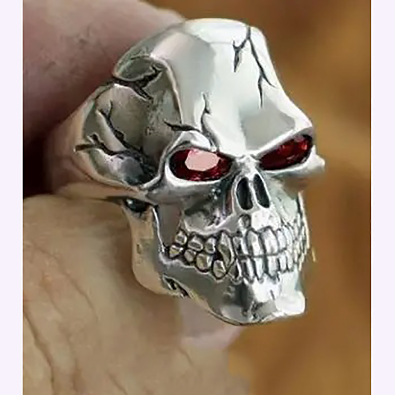 Bague Tête de Mort "Crâne Fracturé" en Argent  Stetrling 925 Modele 3