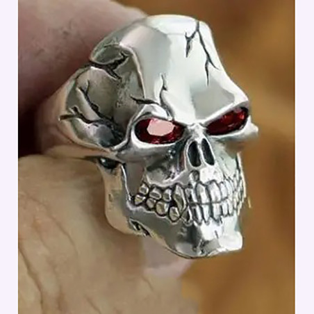 Bague Tête de Mort "Crâne Fracturé" en Argent  Stetrling 925 Modele 3