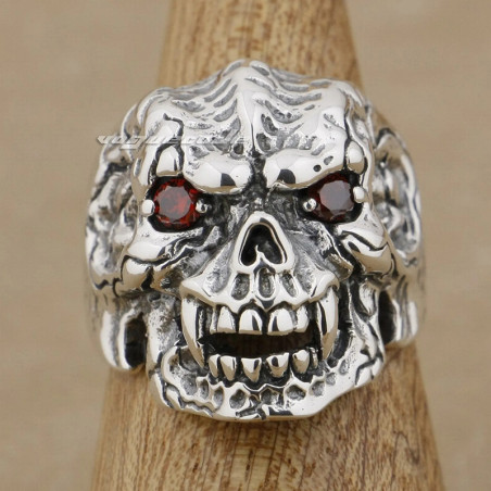 Avant Bague Tête de Mort "Vampire Ancestral" - en Argent  Stetrling 925 !