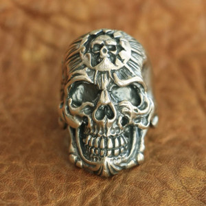 Bague Tête de Mort "Couronne Maudite" - en Argent  Stetrling 925 !